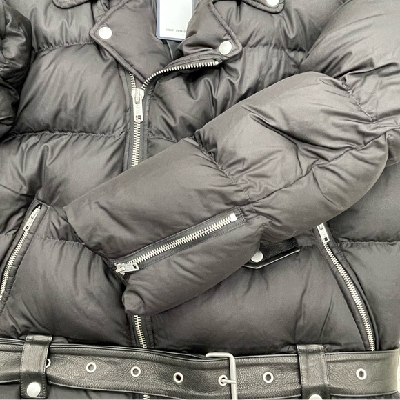 New Polo Ralph Lauren Down Moto Puffer Black Jacket Women’s Size Large - Picture 8 of 16